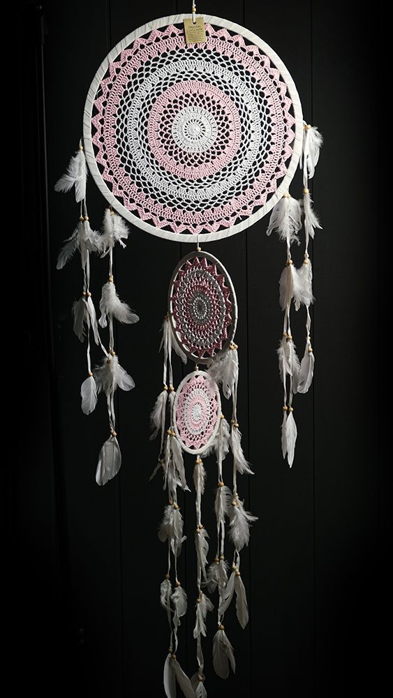 Ловец снов "Апони" бело-розовый (150 см)