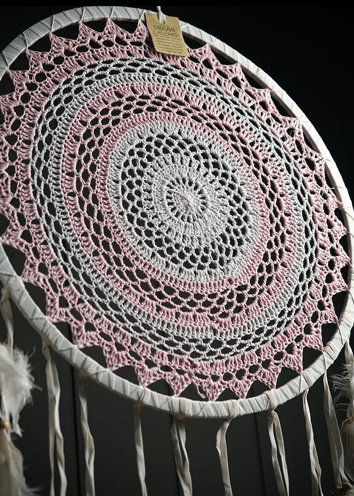 Ловец снов "Иоки" бело-розовый (110 см)
