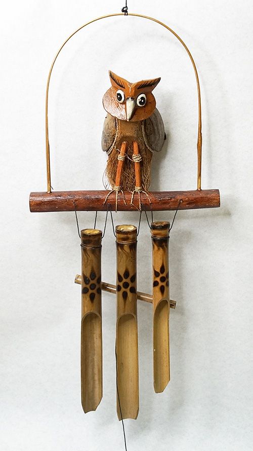 Музыка ветра Сова (3 трубки) бамбук