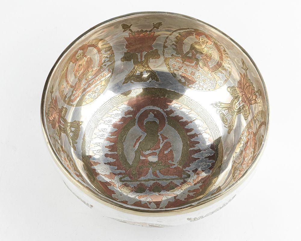 Тибетская чаша Будды небес (19,8 см) поющая кованая