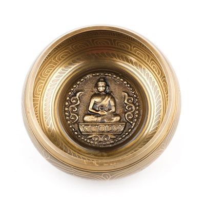 Тибетская поющая чаша Будда (15 см) с мантрами