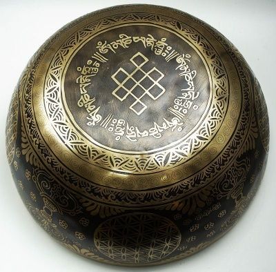 Тибетская чаша Янтра (27 см) кованная