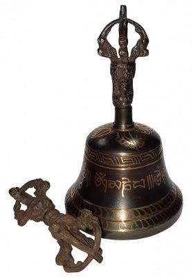 Тибетский колокол Архат (с ваджрой) поющий
